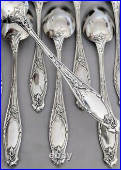 11 Cuillères Style Art Nouveau En Argent Massif Poinçon Minerve