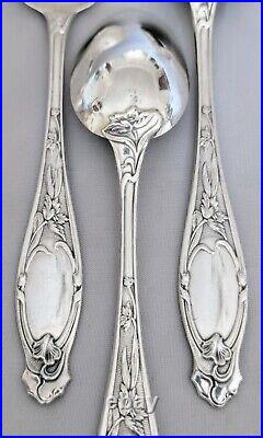 11 Cuillères Style Art Nouveau En Argent Massif Poinçon Minerve