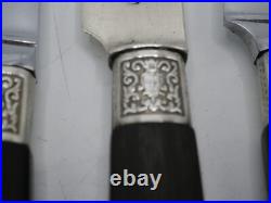 12 Couteaux A Fruits Fromage Lames Argent Massif Poincon Minerve Mascarons