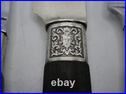 12 Couteaux A Fruits Fromage Lames Argent Massif Poincon Minerve Mascarons