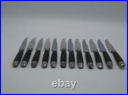 12 Couteaux A Fruits Fromage Lames Argent Massif Poincon Minerve Mascarons