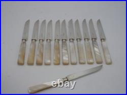 12 Couteaux Fruits Argent Massif Poincon Vieillard Paris 1819 Manches Nacre
