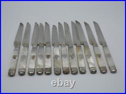 12 Couteaux Fruits Argent Massif Poincon Vieillard Poitiers 1819 Manches Nacre