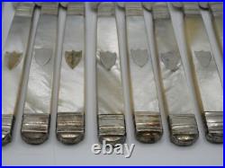 12 Couteaux Fruits Argent Massif Poincon Vieillard Poitiers 1819 Manches Nacre