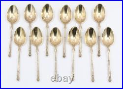 12 Cuilleres A Cafe En Argent Massif Vermeil Poincon Sanglier Manche A La Russe