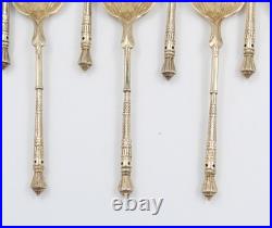 12 Cuilleres A Cafe En Argent Massif Vermeil Poincon Sanglier Manche A La Russe