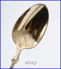 12 Cuilleres A Cafe En Argent Massif Vermeil Poincon Sanglier Manche A La Russe