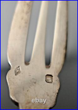 12 FOURCHETTES RUBAN A GTEAUX EN ARGENT MASSIF POINÇON MINERVE 1er TITRE 950