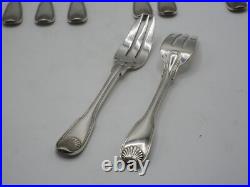 12 Fourchettes A Gateaux En Argent Massif Poincon Minerve Modele Coquille