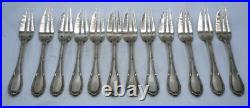 12 Fourchettes A Gateaux En Argent Massif Poincon Minerve Modele Filets Rubans