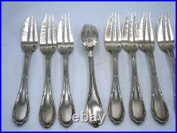 12 Fourchettes A Gateaux En Argent Massif Poincon Minerve Modele Filets Rubans