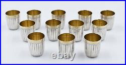 12 GOBELETS / verres à liqueurs EN ARGENT MASSIF POINCON MINERVE silver goblets