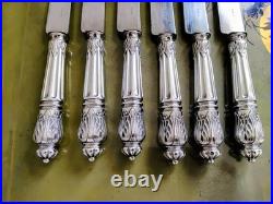 12 couteaux argent massif poinçon Minerve Paris style Empire Napoléon