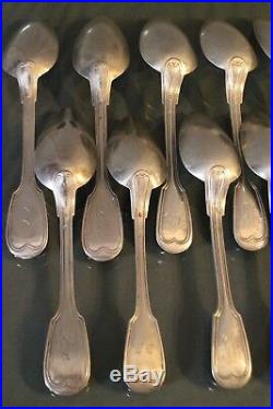 12 fourchettes 12 cuillères argent massif 19e poinçon Minerve silver fork spoon
