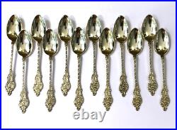 12 petites cuillères vermeil poinçon MINERVE 11,7 cm café thé moka argent massif