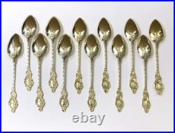 12 petites cuillères vermeil poinçon MINERVE 11,7 cm café thé moka argent massif