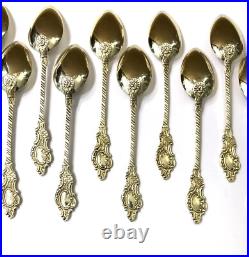 12 petites cuillères vermeil poinçon MINERVE 11,7 cm café thé moka argent massif