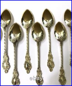 12 petites cuillères vermeil poinçon MINERVE 11,7 cm café thé moka argent massif