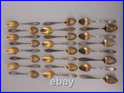24 Cuillères à Moka Argent 800 Vermeil Poinçons Allemands Art Déco