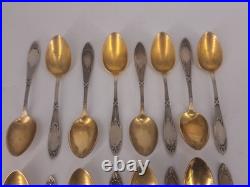 24 Cuillères à Moka Argent 800 Vermeil Poinçons Allemands Art Déco
