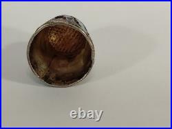 2 Dés à coudre. Émail Cloisonné Russe. Argent Massif non poinçonné. Vers 1880