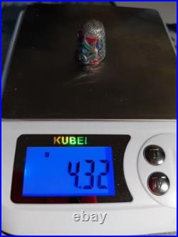 2 Dés à coudre. Émail Cloisonné Russe. Argent Massif non poinçonné. Vers 1880