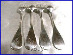 2 PAIRES COUVERTS ARGENT MASSIF POINÇON MINERVE SILVER FORK SPOON 182 grs