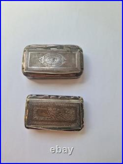 2 x Boite à tabac pilulier argent massif? Poinçon Minerve Tabatière XXeme 74gr