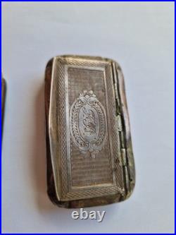 2 x Boite à tabac pilulier argent massif? Poinçon Minerve Tabatière XXeme 74gr