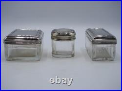 3 Boites En Argent Massif Vermeil Et Verre Poincon Minerve 1 Er Titre