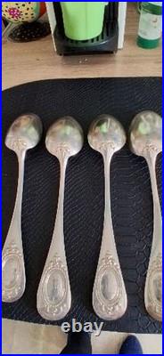 4 CUILLÈRES A SOUPE ARGENT MASSIF POINCON MINERVE 290 Gr