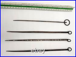 4 HATELETS BROCHETTES ARGENT MASSIF POINCONS TETE FEMME GRECQUE COQ JBSL XVIIIem