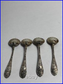 4 Pelles Cuillères à sel identiques Argent Massif poinçon minerve