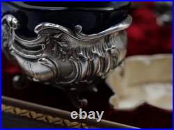 4 Salerons + 4 Pelles Argent Massif Poincon Minerve 1 Er Titre Decor Louis XV