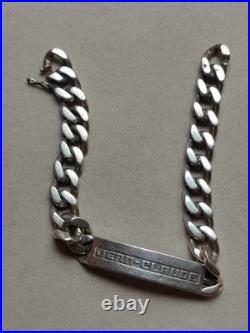 56,4g Bracelet gourmette en Argent 800 poinçon Crabe maille cubaine. XXème