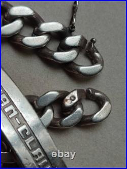 56,4g Bracelet gourmette en Argent 800 poinçon Crabe maille cubaine. XXème
