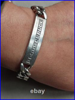 56,4g Bracelet gourmette en Argent 800 poinçon Crabe maille cubaine. XXème