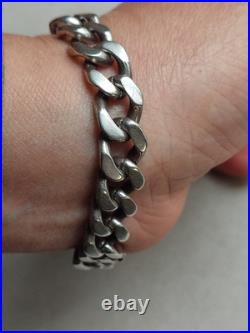 56,4g Bracelet gourmette en Argent 800 poinçon Crabe maille cubaine. XXème