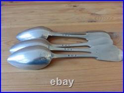 5 Grandes Cuilleres Anciennes Argent Massif Poincon Vieillard