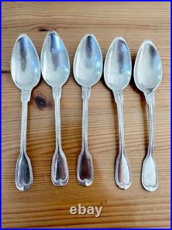 5 Petites Cuillères Poinçons Minerve Argent Massif Modèle Filets XIXe monogramme 5 Petites Cuillères Poinçons Minerve Argent Massif Modèle Filets XIXe monogramme
