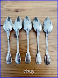 5 Petites Cuillères Poinçons Minerve Argent Massif Modèle Filets XIXe monogramme 5 Petites Cuillères Poinçons Minerve Argent Massif Modèle Filets XIXe monogramme