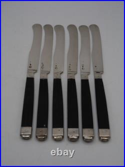 6 Couteaux A Fruits En Argent Massif Et Ebene Poincon Coq Paris 1809