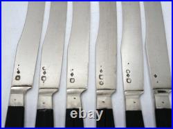 6 Couteaux A Fruits En Argent Massif Et Ebene Poincon Coq Paris 1809