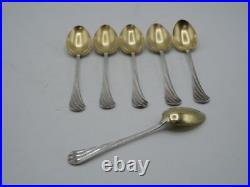 6 Cuilleres A Cafe Argent Massif Poincon Minerve Decor Coquille