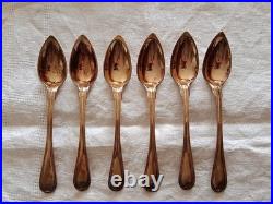 6 Cuillères Dessert VERMEIL Argent Massif Poinçon VIEILLARD (1819-1838) 118g