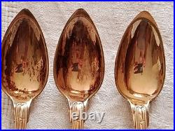 6 Cuillères Dessert VERMEIL Argent Massif Poinçon VIEILLARD (1819-1838) 118g