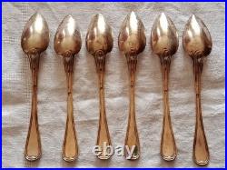 6 Cuillères Dessert VERMEIL Argent Massif Poinçon VIEILLARD (1819-1838) 118g