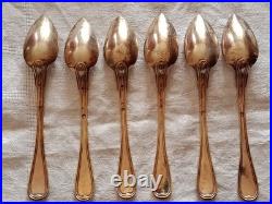 6 Cuillères Dessert VERMEIL Argent Massif Poinçon VIEILLARD (1819-1838) 118g