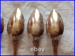 6 Cuillères Dessert VERMEIL Argent Massif Poinçon VIEILLARD (1819-1838) 118g