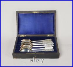 6 Cuillères à café Argent Massif Poinçon Minerve 1er Titre Écrin Napoléon III